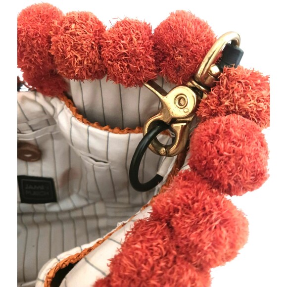 Bohemian Orange and Red Pom-Pom Shoulder Bag - Picture 12 of 16